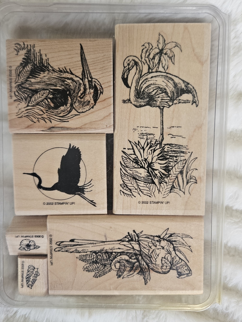 Stampin' Up! Wood Mount Bird Rubber Stamp Set - Natural Wood